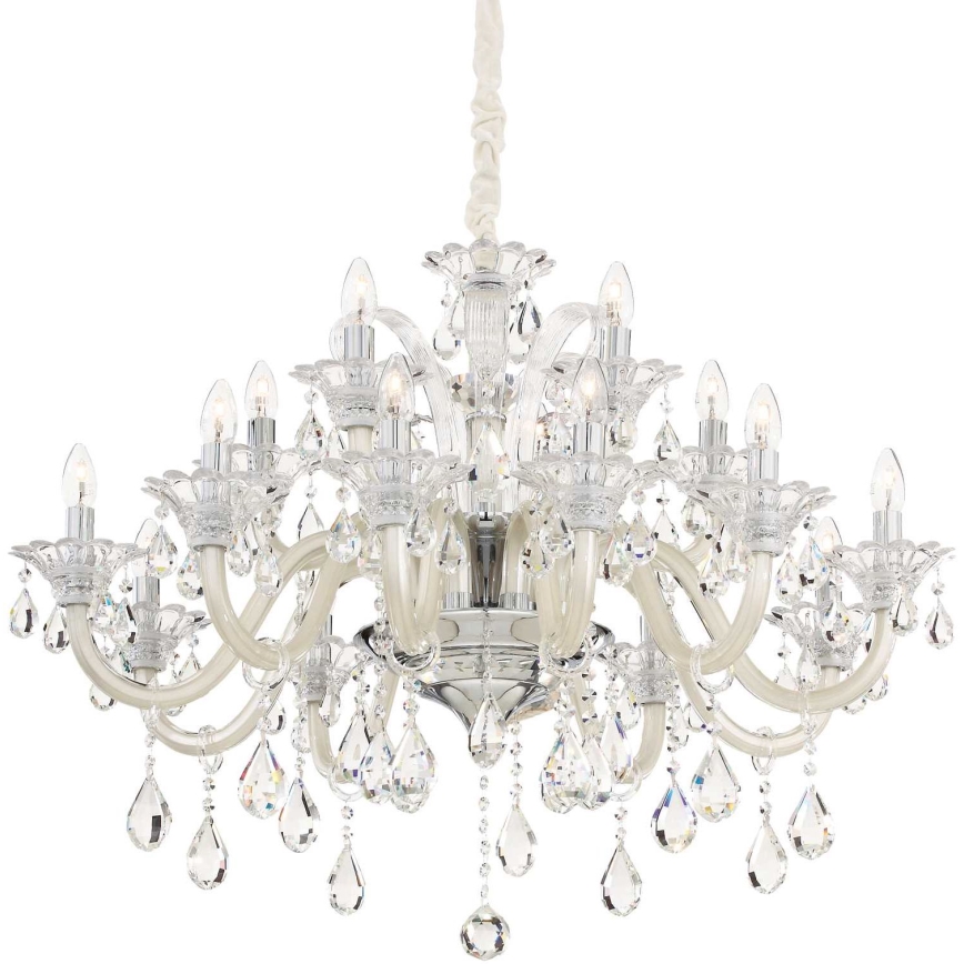 Ideal Lux - Kristallen hanglamp aan een ketting COLOSSAL 15xE14/40W/230V diameter 95 cm crème/glanzend chroom