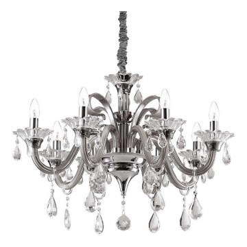Ideal Lux - Kristallen hanglamp aan een ketting COLOSSAL 8xE14/40W/230V diameter 78 cm grijs/glanzend chroom