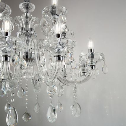 Ideal Lux - Kristallen hanglamp aan een ketting CONTINENTAL 12xE14/40W/230V diameter 86 cm doorzichtig