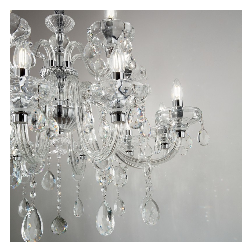 Ideal Lux - Kristallen hanglamp aan een ketting CONTINENTAL 12xE14/40W/230V diameter 86 cm doorzichtig
