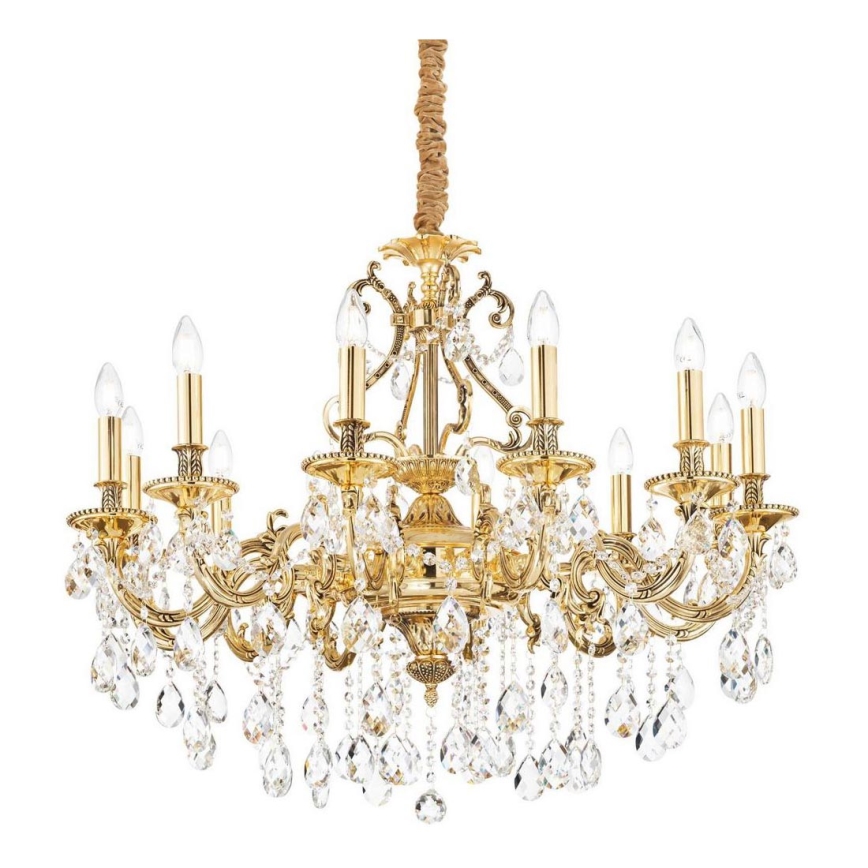 Ideal Lux - Kristallen hanglamp aan een ketting GIOCONDA 12xE14/40W/230V diameter 90 cm goud