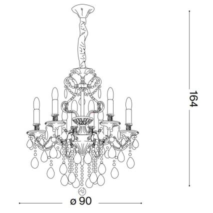 Ideal Lux - Kristallen hanglamp aan een ketting GIOCONDA 12xE14/40W/230V diameter 90 cm goud