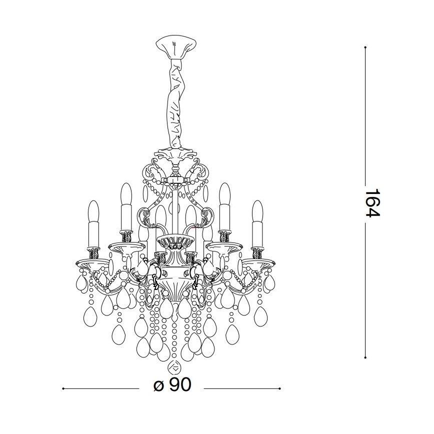 Ideal Lux - Kristallen hanglamp aan een ketting GIOCONDA 12xE14/40W/230V diameter 90 cm goud