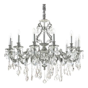 Ideal Lux - Kristallen hanglamp aan een ketting GIOCONDA 12xE14/40W/230V diameter 90 cm zilver