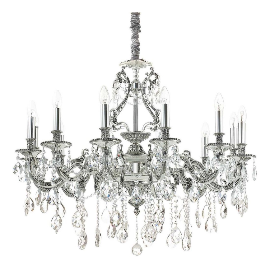 Ideal Lux - Kristallen hanglamp aan een ketting GIOCONDA 12xE14/40W/230V diameter 90 cm zilver