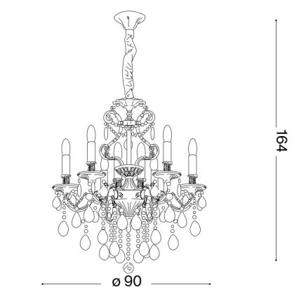 Ideal Lux - Kristallen hanglamp aan een ketting GIOCONDA 12xE14/40W/230V diameter 90 cm zilver