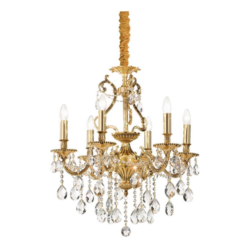 Ideal Lux - Kristallen hanglamp aan een ketting GIOCONDA 6xE14/40W/230V diameter 62 cm goud