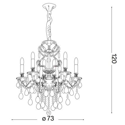 Ideal Lux - Kristallen hanglamp aan een ketting GIOCONDA 8xE14/40W/230V diameter 73 cm goud