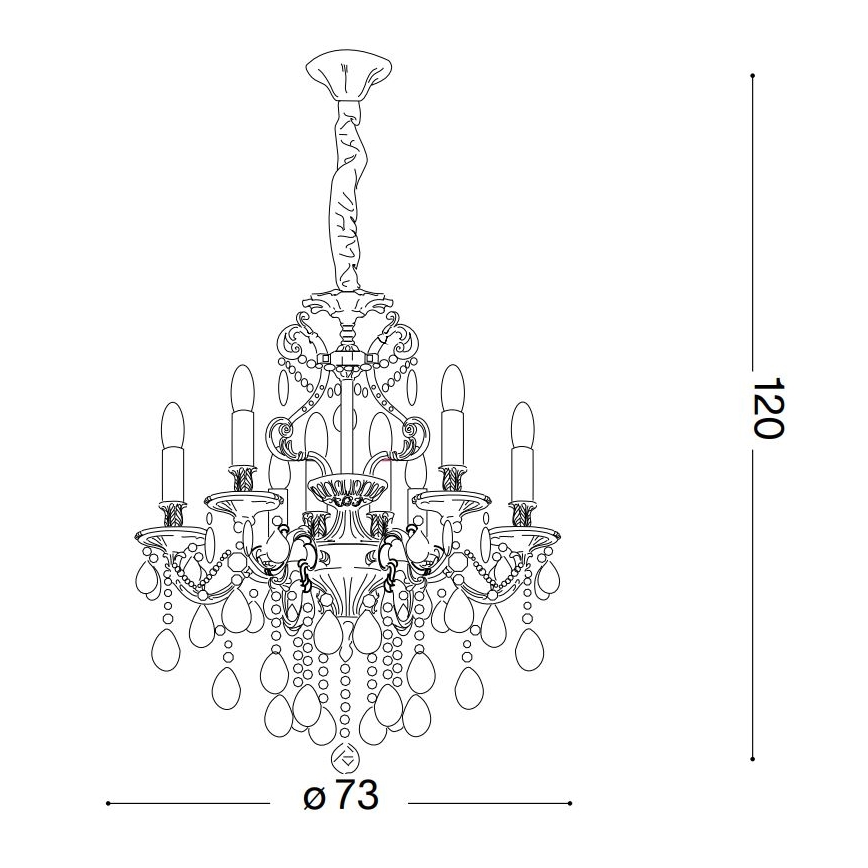Ideal Lux - Kristallen hanglamp aan een ketting GIOCONDA 8xE14/40W/230V diameter 73 cm goud