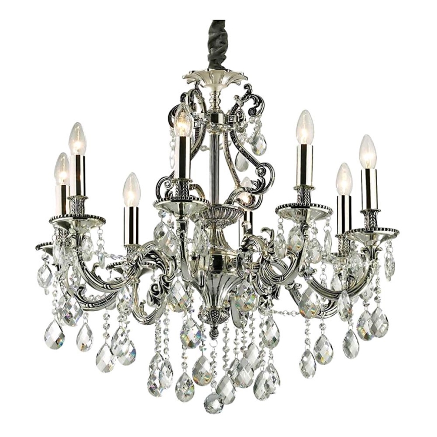 Ideal Lux - Kristallen hanglamp aan een ketting GIOCONDA 8xE14/40W/230V diameter 73 cm zilver