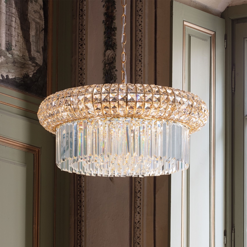 Ideal Lux - Kristallen hanglamp aan een ketting NABUCCO 12xE14/40W/230V diameter 60 cm goud