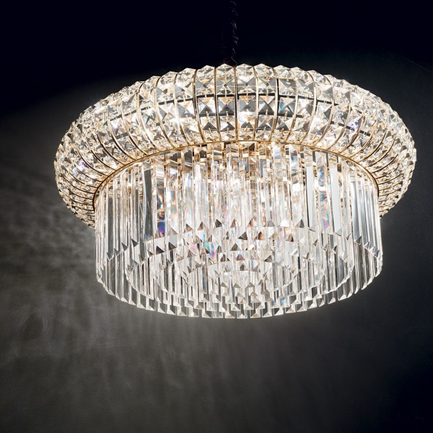 Ideal Lux - Kristallen hanglamp aan een ketting NABUCCO 12xE14/40W/230V diameter 60 cm goud