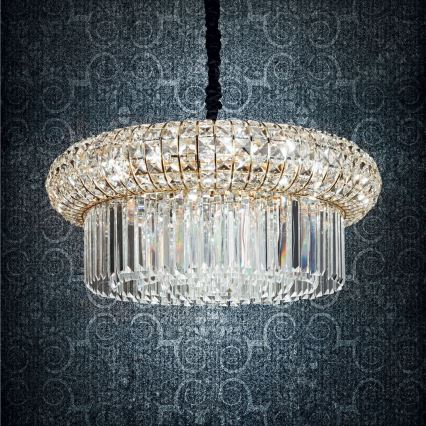 Ideal Lux - Kristallen hanglamp aan een ketting NABUCCO 12xE14/40W/230V diameter 60 cm goud
