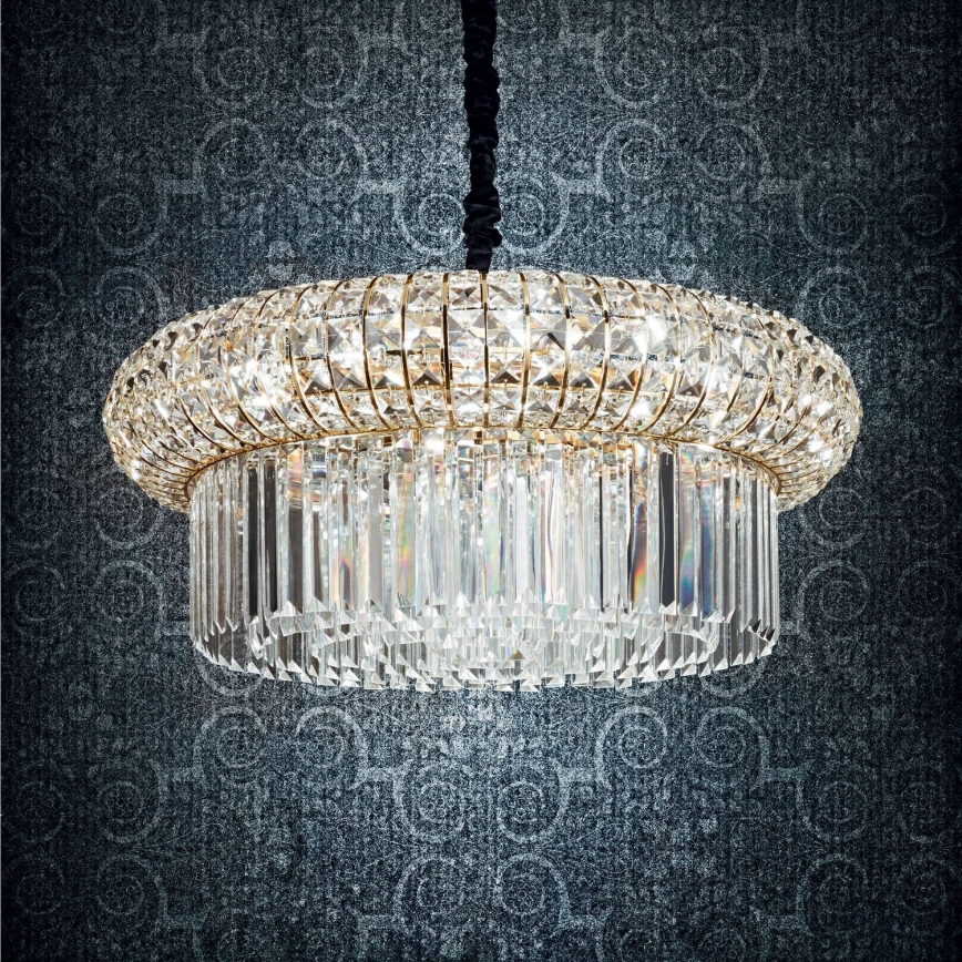 Ideal Lux - Kristallen hanglamp aan een ketting NABUCCO 12xE14/40W/230V diameter 60 cm goud