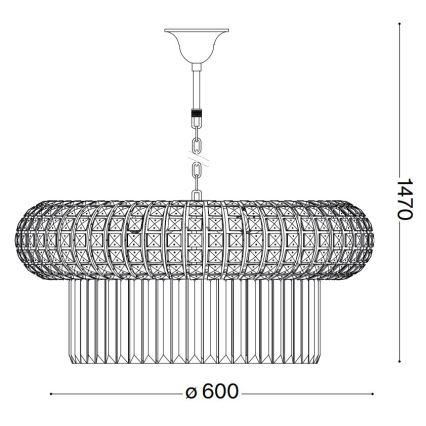Ideal Lux - Kristallen hanglamp aan een ketting NABUCCO 12xE14/40W/230V diameter 60 cm goud