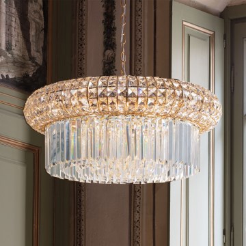 Ideal Lux - Kristallen hanglamp aan een ketting NABUCCO 16xE14/40W/230V diameter 70 cm goud