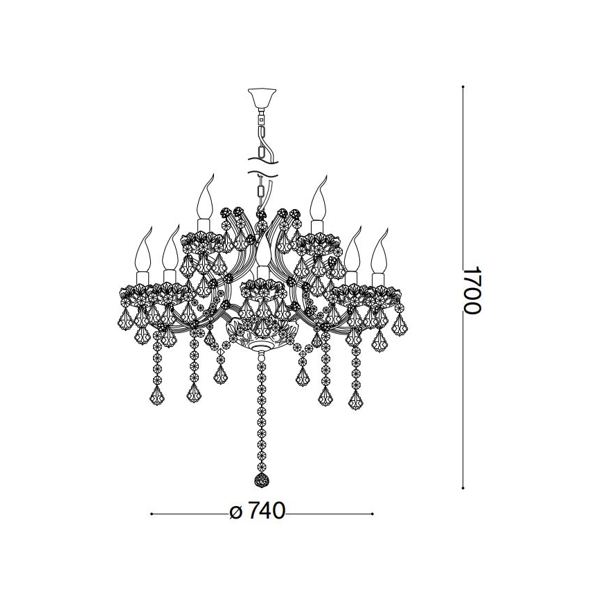 Ideal Lux - Kristallen hanglamp aan een ketting NAPOLEON 12xE14/40W/230V diameter 74 cm glanzend chroom