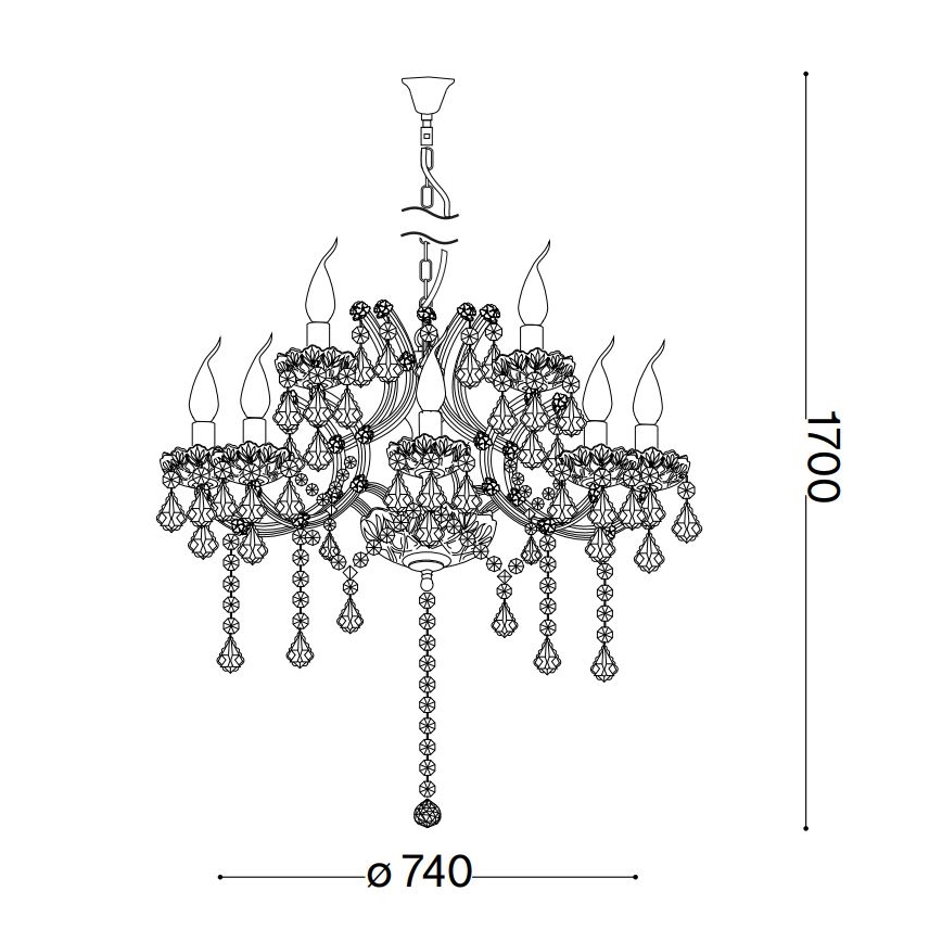 Ideal Lux - Kristallen hanglamp aan een ketting NAPOLEON 12xE14/40W/230V diameter 74 cm goud