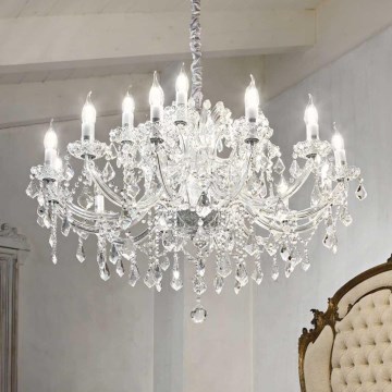 Ideal Lux - Kristallen hanglamp aan een ketting NAPOLEON 18xE14/40W/230V diameter 96 cm glanzend chroom