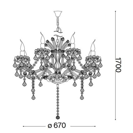 Ideal Lux - Kristallen hanglamp aan een ketting NAPOLEON 8xE14/40W/230V diameter 67 cm chroom