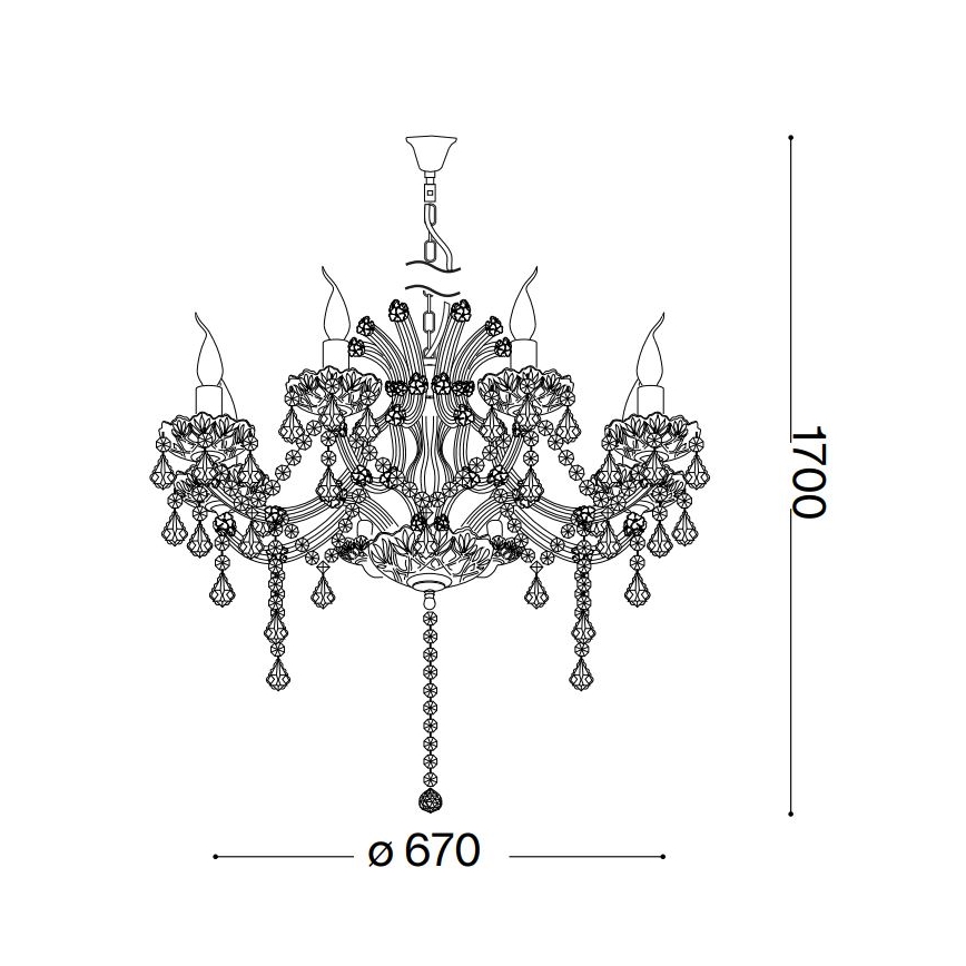 Ideal Lux - Kristallen hanglamp aan een ketting NAPOLEON 8xE14/40W/230V diameter 67 cm chroom