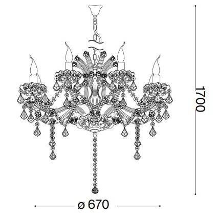 Ideal Lux - Kristallen hanglamp aan een ketting NAPOLEON 8xE14/40W/230V diameter 67 cm goud