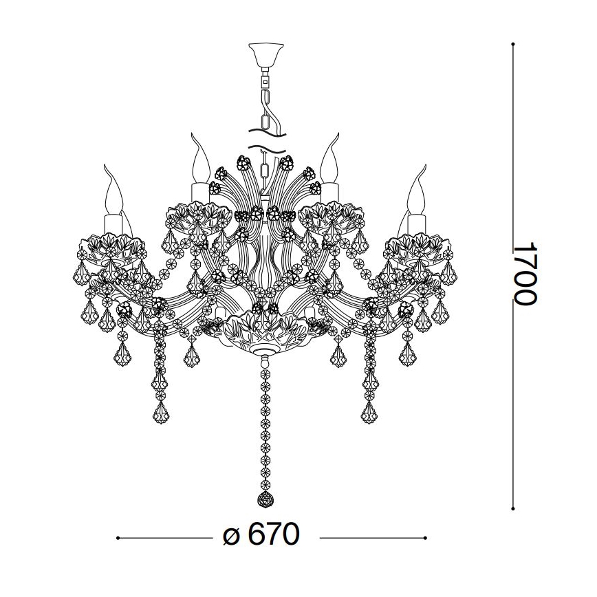 Ideal Lux - Kristallen hanglamp aan een ketting NAPOLEON 8xE14/40W/230V diameter 67 cm goud