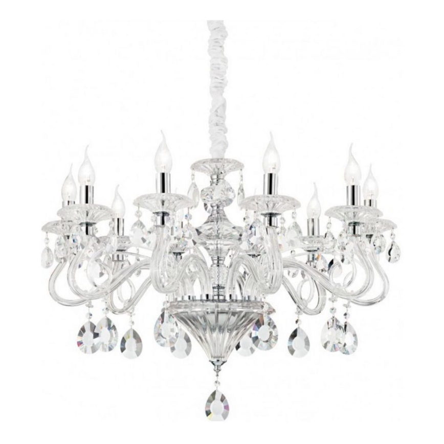 Ideal Lux - Kristallen hanglamp aan een ketting NEGRESCO 8xE14/28W/230V diameter 73,5 cm doorzichtig