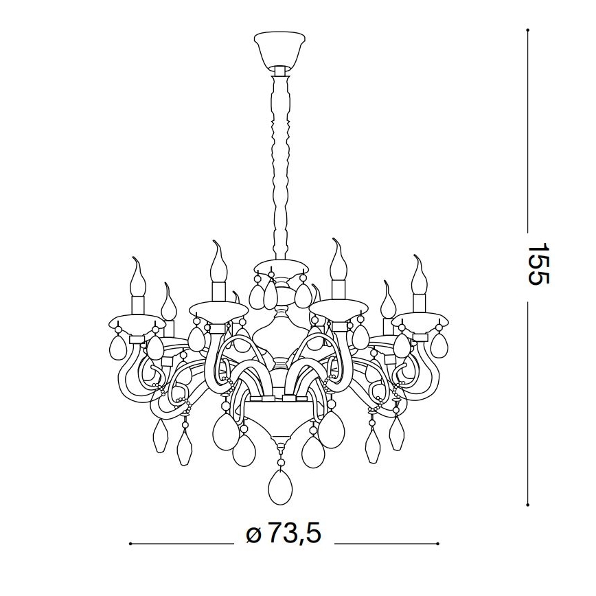 Ideal Lux - Kristallen hanglamp aan een ketting NEGRESCO 8xE14/28W/230V diameter 73,5 cm doorzichtig