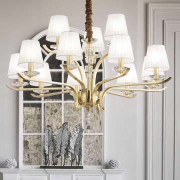 Ideal Lux - Kristallen hanglamp aan een ketting PEGASO 12xE14/28W/230V diameter 102 cm goud