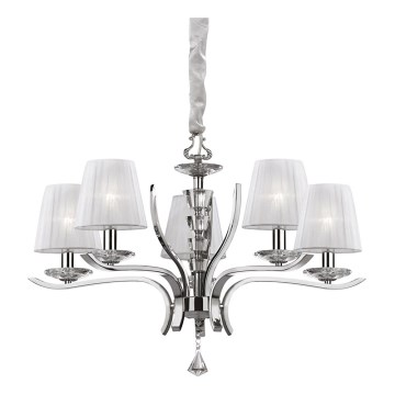 Ideal Lux - Kristallen hanglamp aan een ketting PEGASO 5xE14/28W/230V diameter 72 cm glanzend chroom