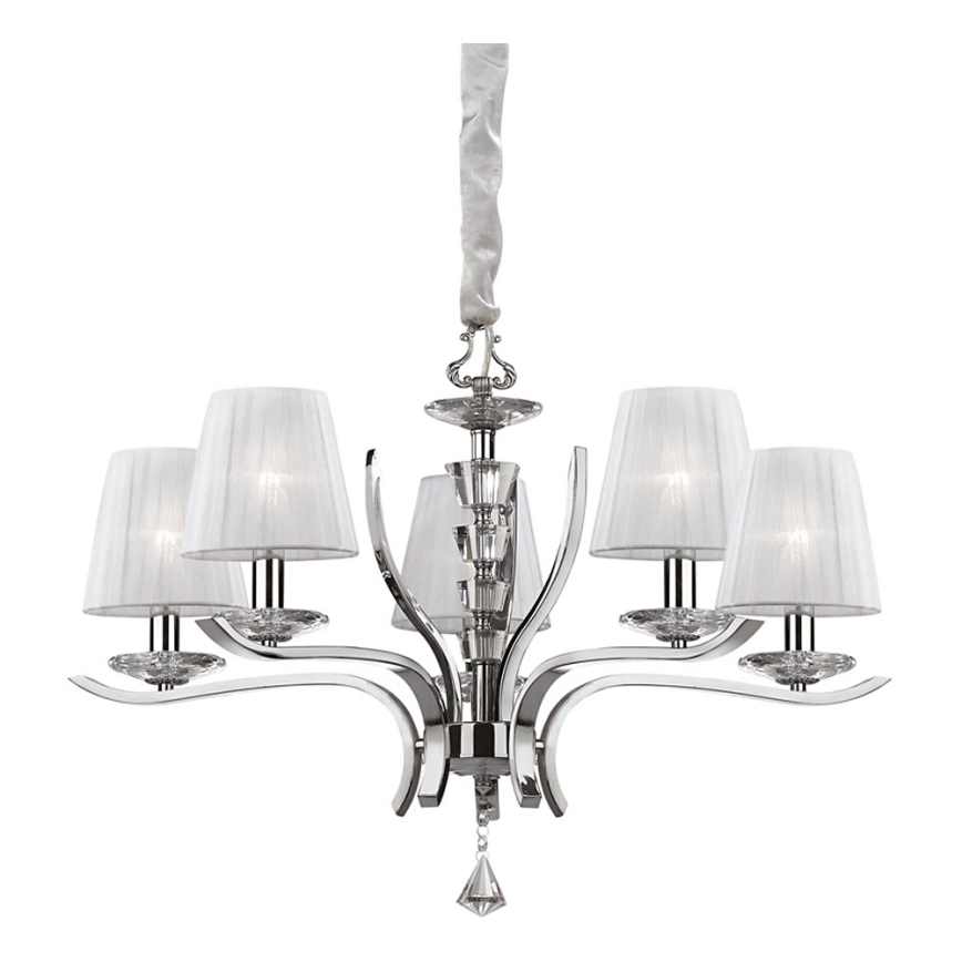 Ideal Lux - Kristallen hanglamp aan een ketting PEGASO 5xE14/28W/230V diameter 72 cm glanzend chroom