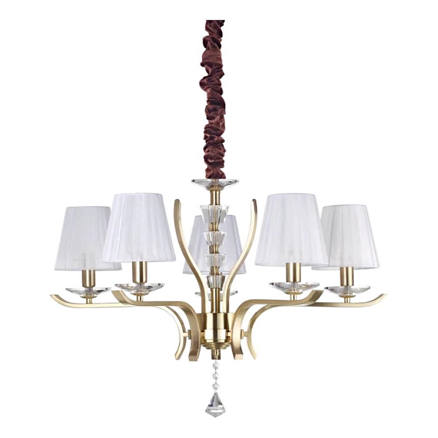 Ideal Lux - Kristallen hanglamp aan een ketting PEGASO 5xE14/28W/230V diameter 72 cm goud