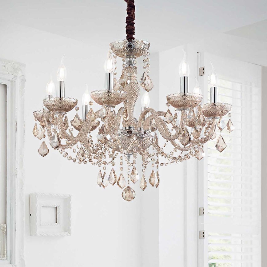 Ideal Lux - Kristallen hanglamp aan een ketting ROSE 8xE14/40W/230V diameter 78 cm beige