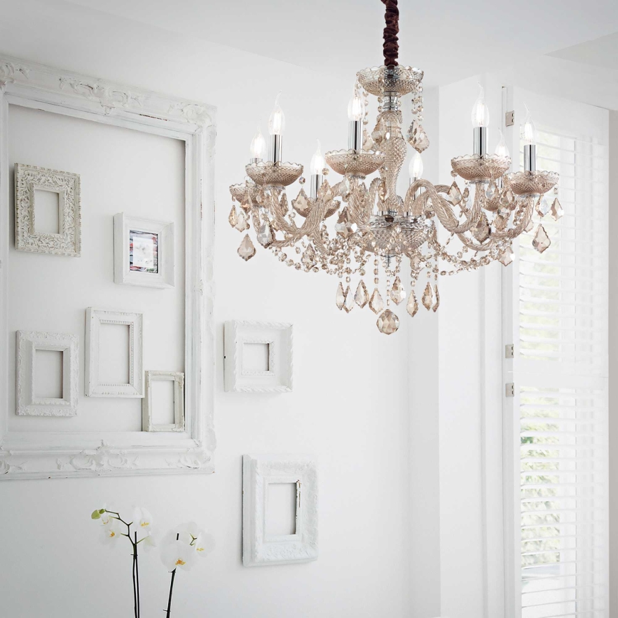 Ideal Lux - Kristallen hanglamp aan een ketting ROSE 8xE14/40W/230V diameter 78 cm beige