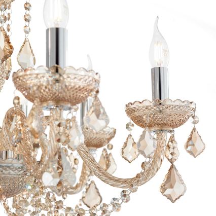 Ideal Lux - Kristallen hanglamp aan een ketting ROSE 8xE14/40W/230V diameter 78 cm beige