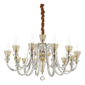 Ideal Lux - Kristallen hanglamp aan een ketting STRAUSS 12xE14/40W/230V diameter 84,5 cm messing