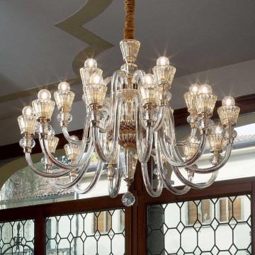 Ideal Lux - Kristallen hanglamp aan een ketting STRAUSS 18xE14/40W/230V diameter 85 cm messing