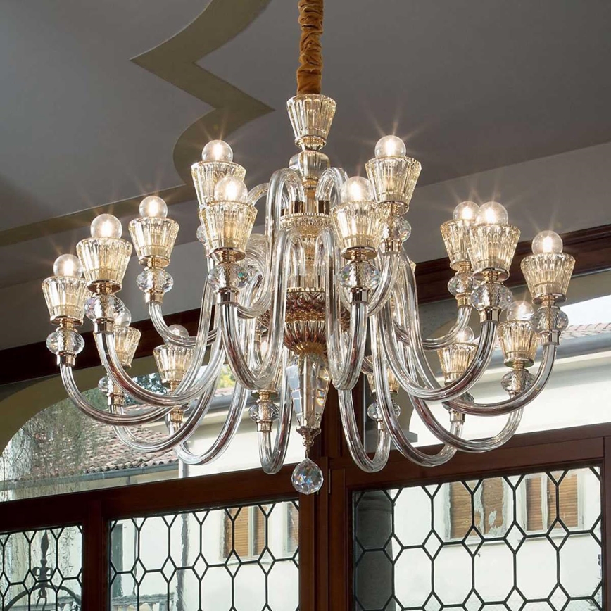 Ideal Lux - Kristallen hanglamp aan een ketting STRAUSS 18xE14/40W/230V diameter 85 cm messing