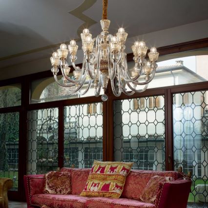 Ideal Lux - Kristallen hanglamp aan een ketting STRAUSS 18xE14/40W/230V diameter 85 cm messing