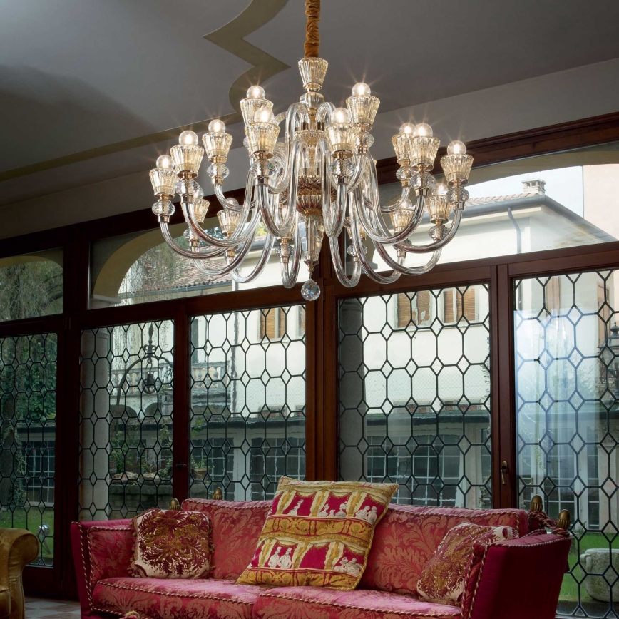 Ideal Lux - Kristallen hanglamp aan een ketting STRAUSS 18xE14/40W/230V diameter 85 cm messing