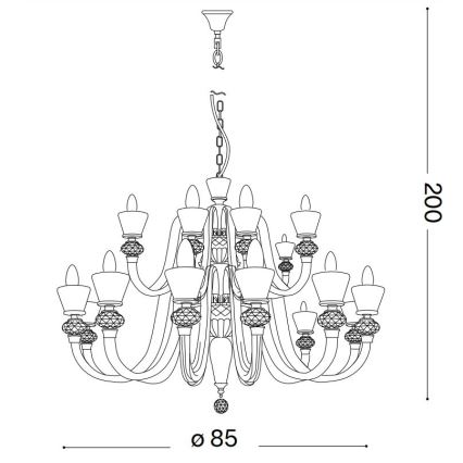 Ideal Lux - Kristallen hanglamp aan een ketting STRAUSS 18xE14/40W/230V diameter 85 cm messing