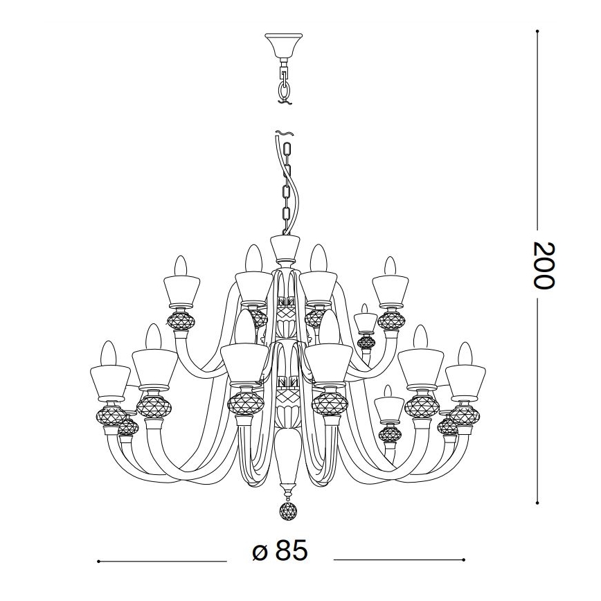 Ideal Lux - Kristallen hanglamp aan een ketting STRAUSS 18xE14/40W/230V diameter 85 cm messing