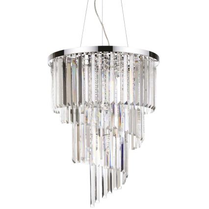 Ideal Lux - Kristallen hanglamp aan een koord CARLTON 12xE14/40W/230V diameter 50 cm glanzend chroom