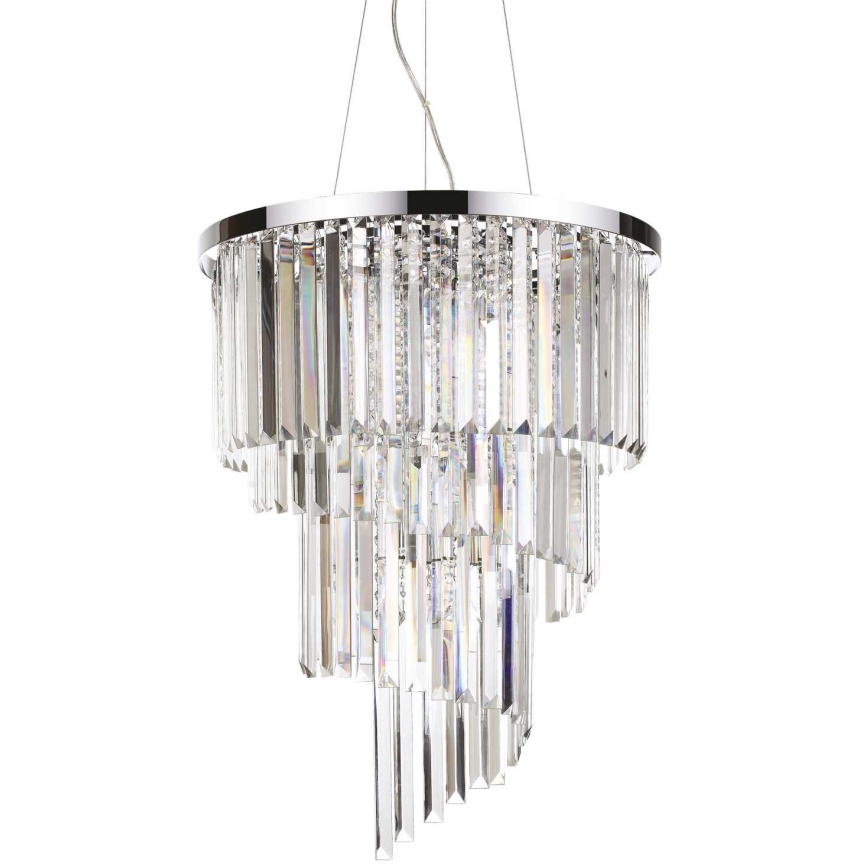 Ideal Lux - Kristallen hanglamp aan een koord CARLTON 12xE14/40W/230V diameter 50 cm glanzend chroom
