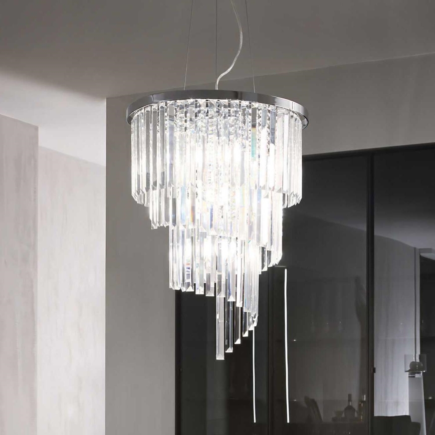 Ideal Lux - Kristallen hanglamp aan een koord CARLTON 12xE14/40W/230V diameter 50 cm glanzend chroom