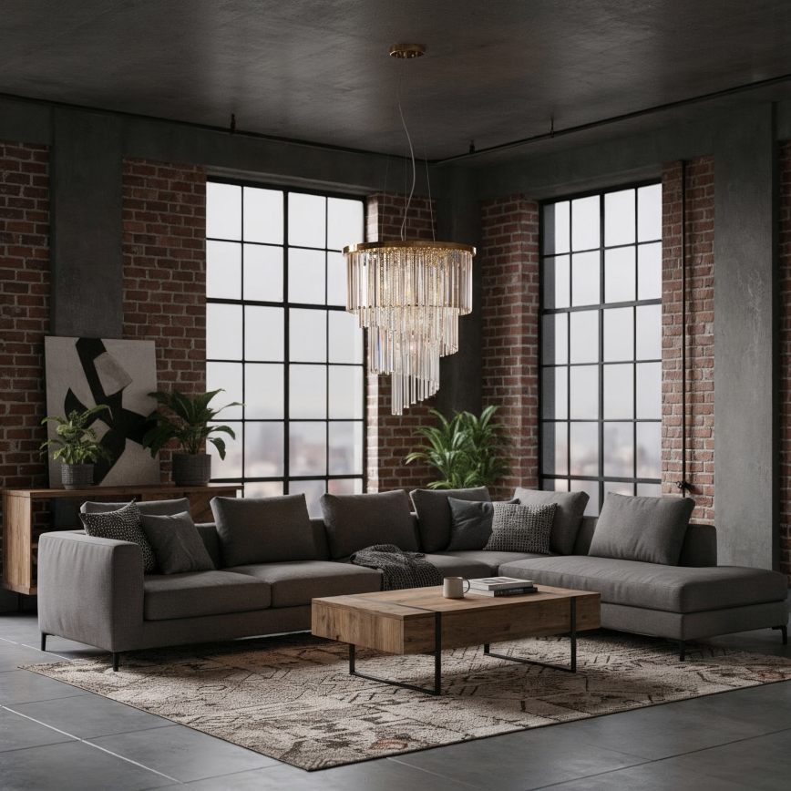 Ideal Lux - Kristallen hanglamp aan een koord CARLTON 12xE14/40W/230V diameter 50 cm goud