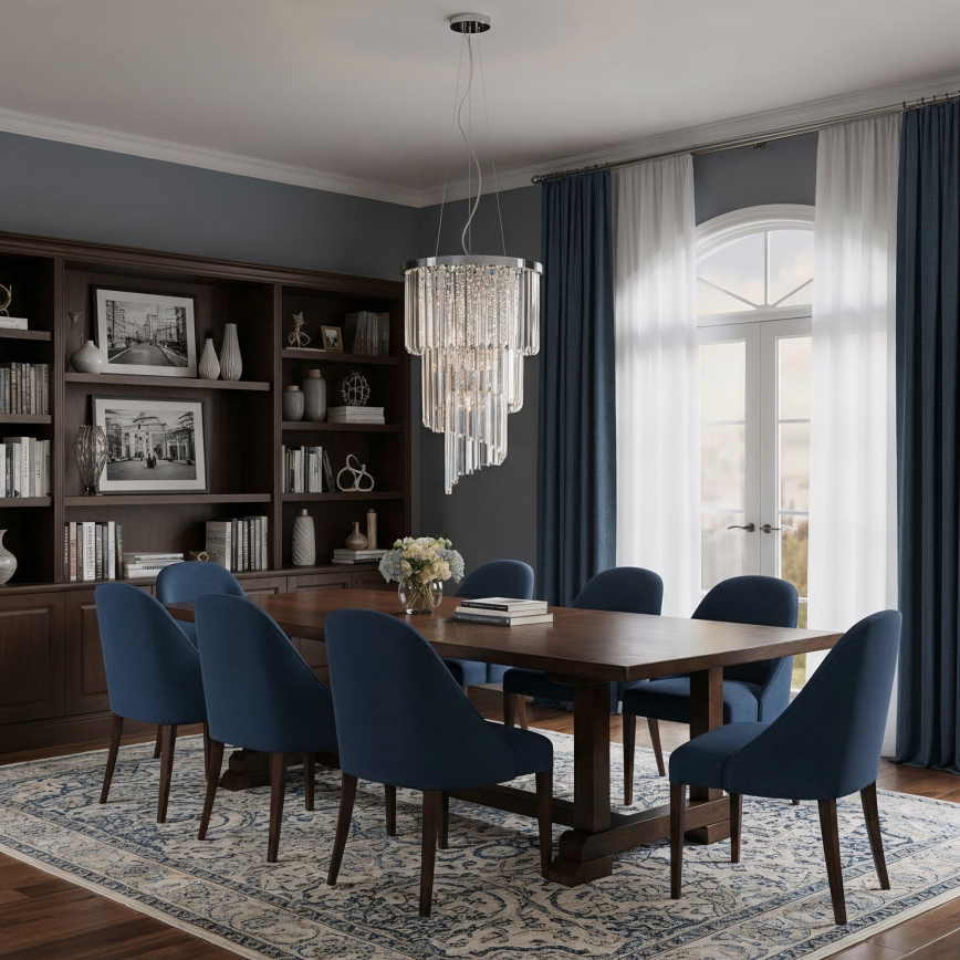 Ideal Lux - Kristallen hanglamp aan een koord CARLTON 8xE14/40W/230V diameter 40 cm glanzend chroom