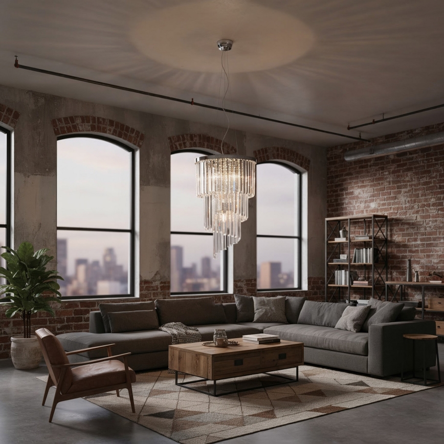 Ideal Lux - Kristallen hanglamp aan een koord CARLTON 8xE14/40W/230V diameter 40 cm glanzend chroom