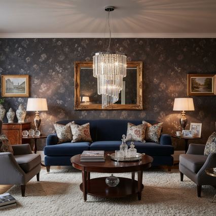 Ideal Lux - Kristallen hanglamp aan een koord CARLTON 8xE14/40W/230V diameter 40 cm glanzend chroom